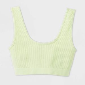 Colsie Women's Scoop Neck Ribbed Green Bralette size M